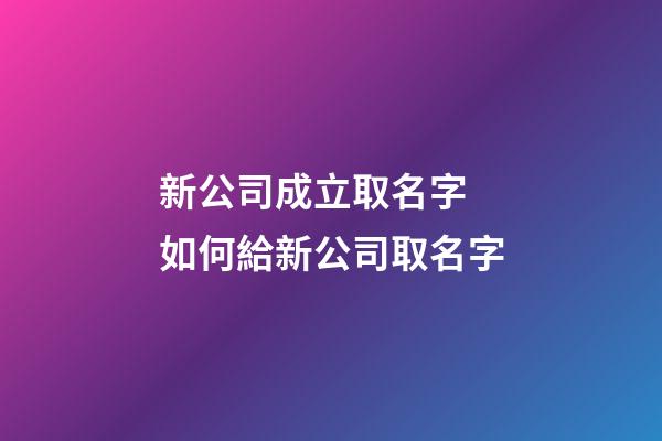 新公司成立取名字 如何給新公司取名字-第1張-公司起名-玄機派